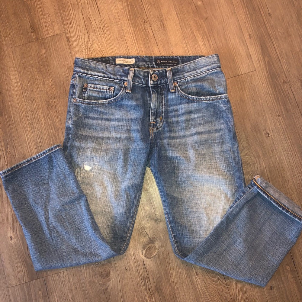 AG “the Ex-boyfriend crop” denim blue jeans